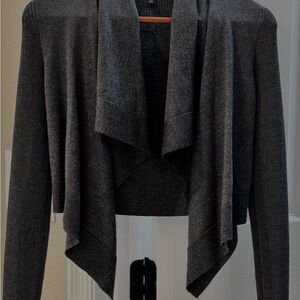 Banana Republic Gray Cardigan Cropped Sweater with Waterfall Front